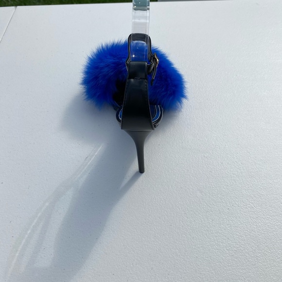 Final price* Liliana Fox fur ankle strap open toe heel Size 8 - Picture 2 of 4